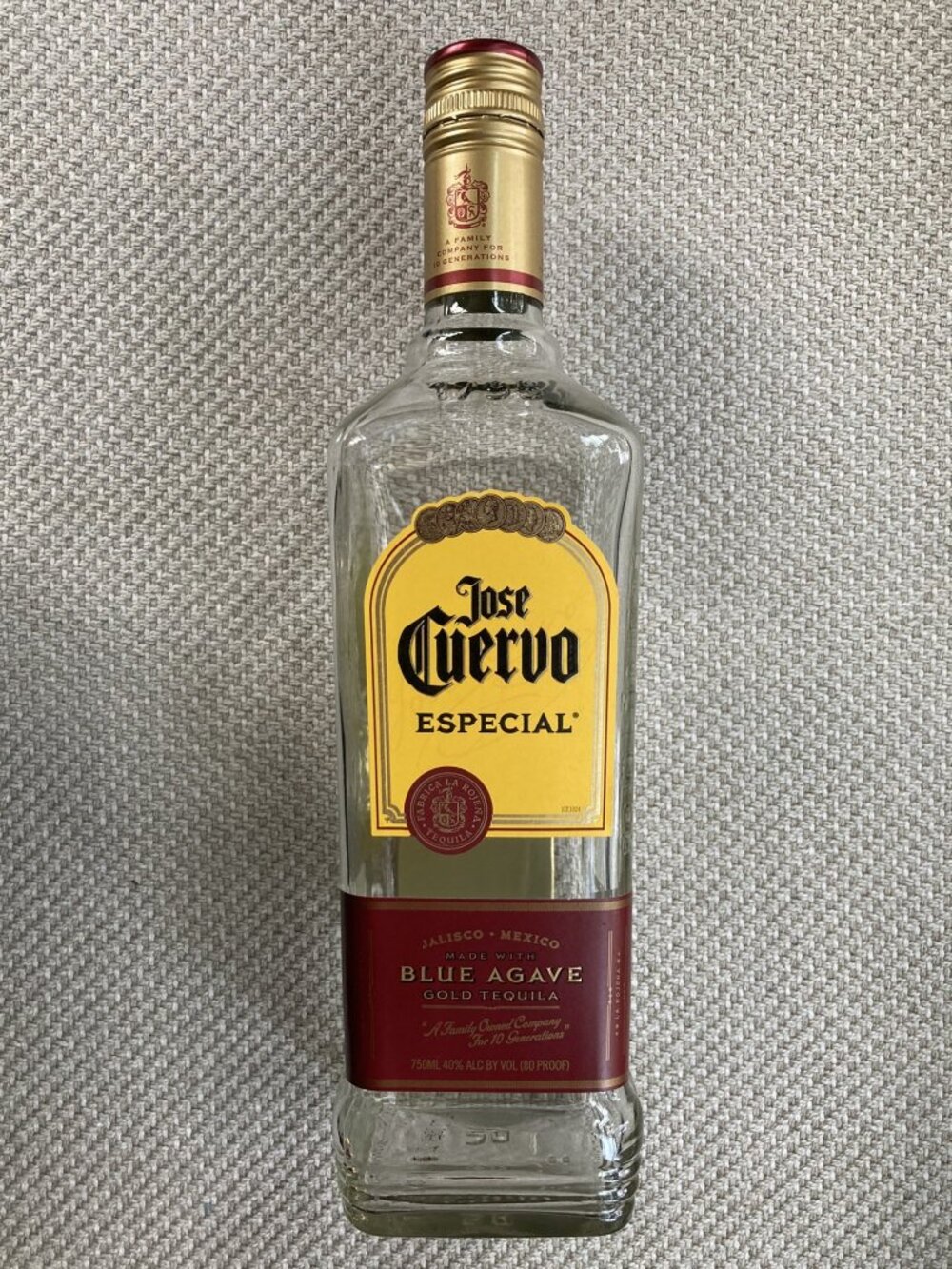 Jose Cuervo Especial Tequila, Empty Bottle, 750ml, Man Cave or Home Bar, Decor